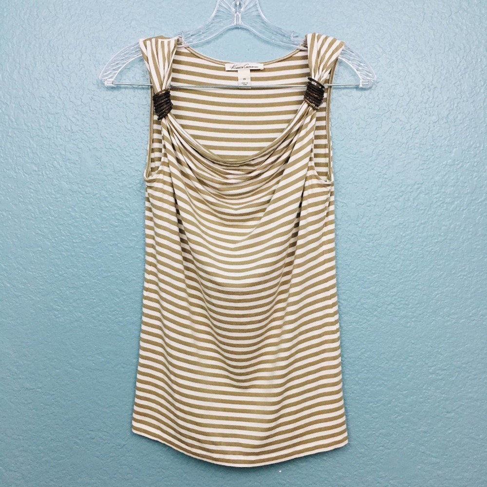 Kenneth Cole | Striped Wood Detail Tank